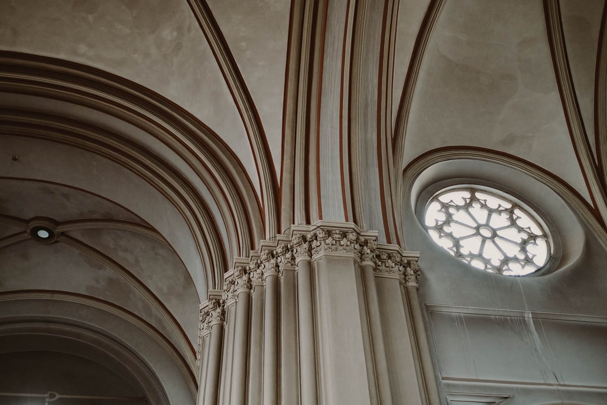 Circular Window Inside Church Building